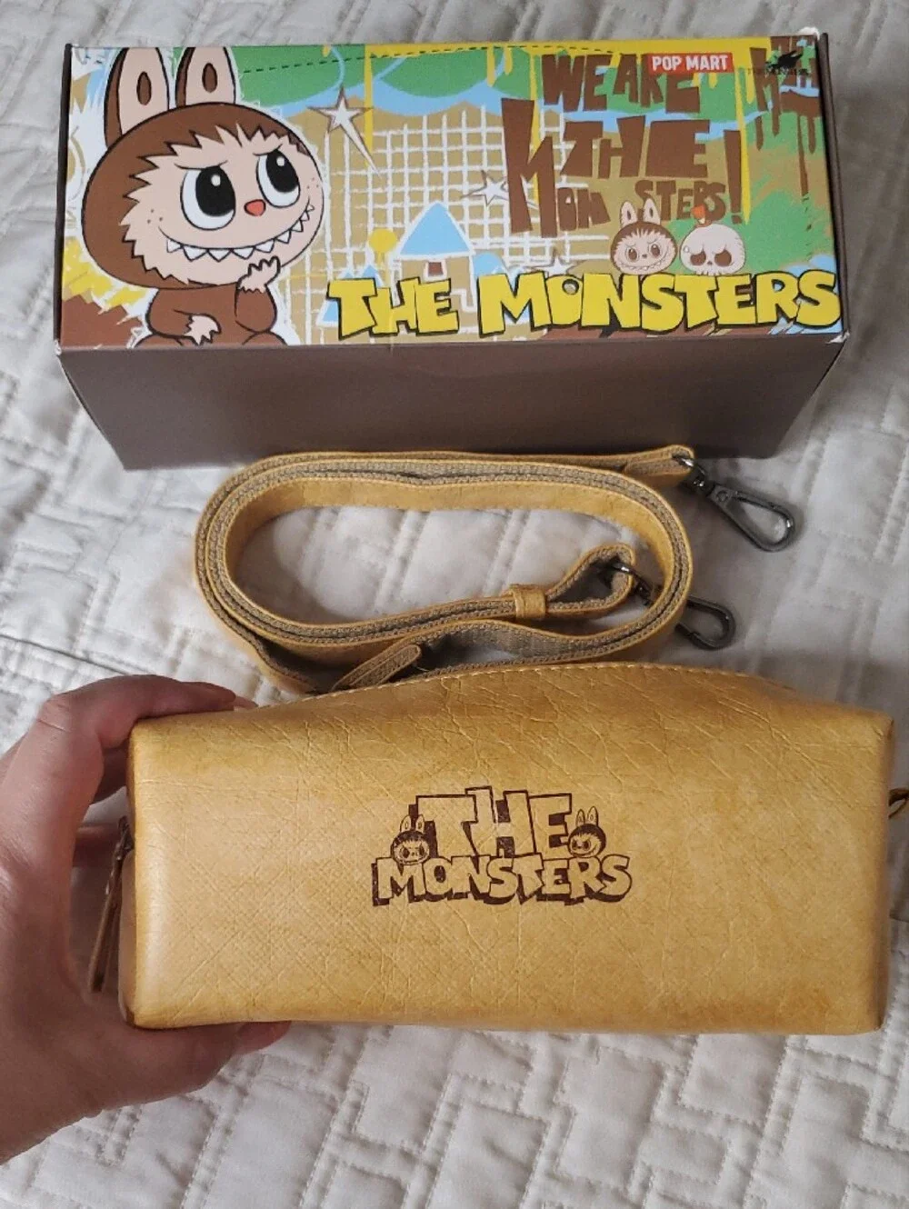 POP MART Yellow Kids Crossbody Bag with The Monsters Print